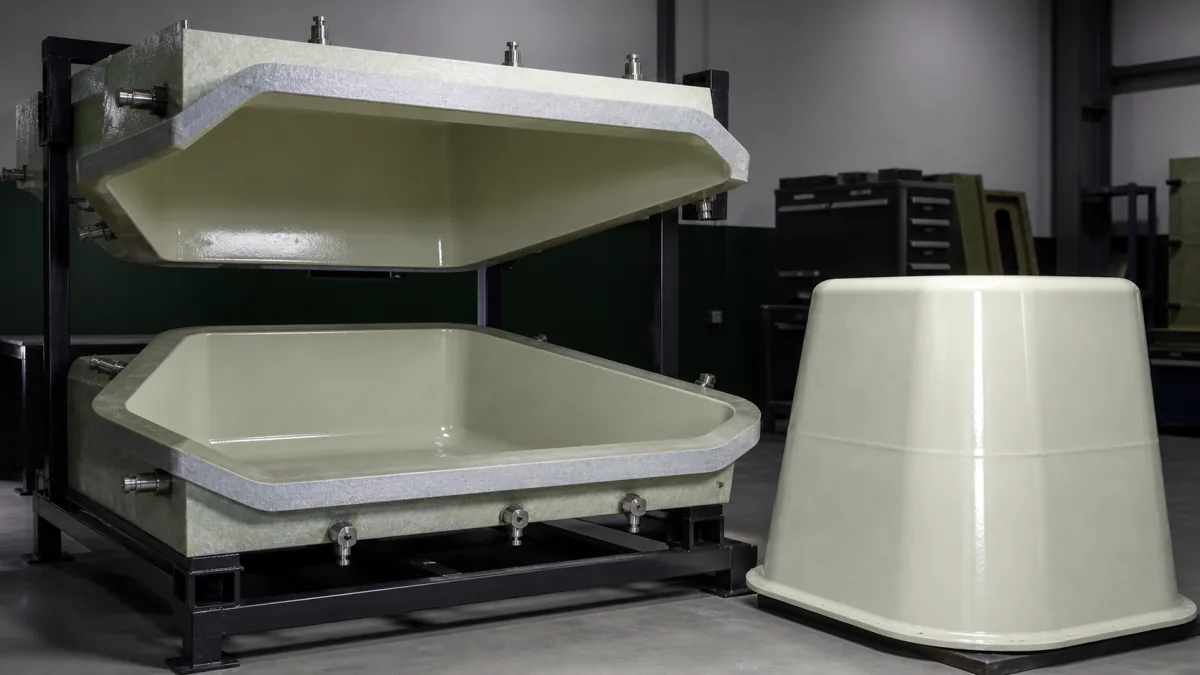Molded FRP draft angle design: lossing en deellijnen