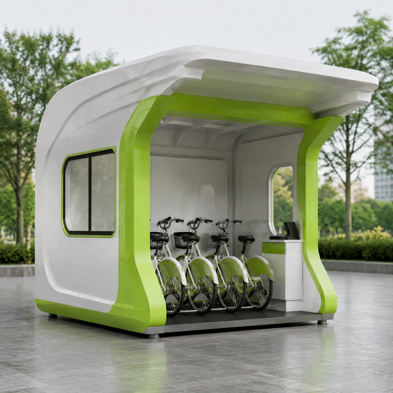 FRP fiets verhuur cabine